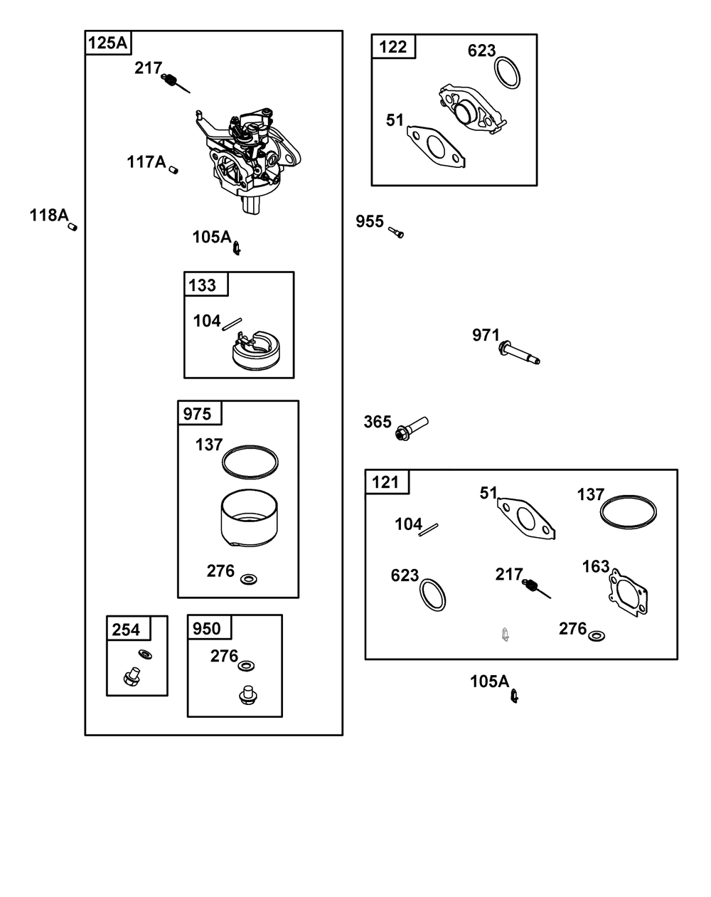 Carburetor Group Diagram and Parts List for 10060B-0195-H5  Briggs and Stratton Engine